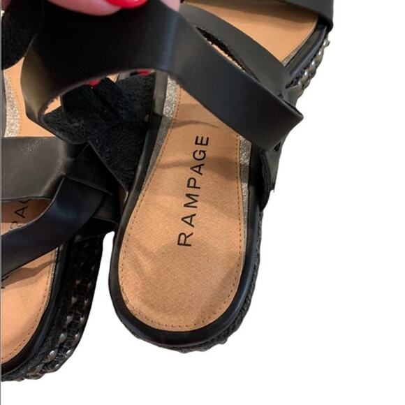 Rampage Sz 9‎ Kinnect Black Ankle Strap Sandals - Picture 2 of 8